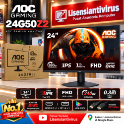 Monitor Komputer AOC 24G50Z2 24" 0.3Ms Fast IPS Gaming Monitor 240Hz and 260Hz (Over Clock) Adaptive Sync  Vesa Mounting With DP Cable