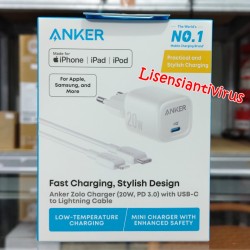 Charger MFI Anker Zolo GaN 20W Wall Charger Adaptor Kabel for iPhone 14 13 Samsung Ice-Cooled PD USB Type C Lightning MFi Fast Charging B2699L21