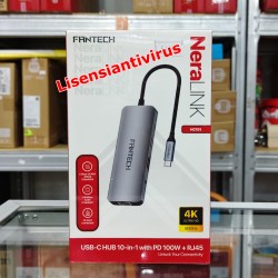 FANTECH HC101 Converter USB Hub Type C 10in1 HDMI VGA 4K 100 Mbps LAN PD100W Pengisian Cepat Ios Apple Mac Windows