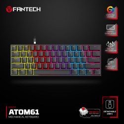 Fantech ATOM61 MK211 Wired Mechanical Gaming Keyboard 60% Layout With Static RGB 17 Modes