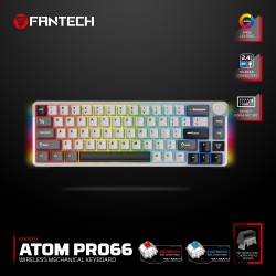 Fantech ATOM PRO 66 MK919 Keyboard Mechanical Wireless 65% Hotswap 5 Pin Cherry Profile Gaming Tri Mode Connection Support Mac