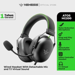 NEMESIS Headset Gaming 7.1 Virtual Surround with Detectable Microphone ATOS HG-200 - ATOS HG200 Black