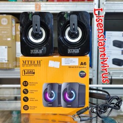 MTECH Speaker RGB Gaming Super Bass A6 Komputer Laptop Smartphone Multimedia Audio Jack