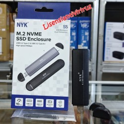 NYK S5 M.2 NVMe SSD Enclosure USB3.2 Type-C & Type-A Dual Connection | External Portable Solid State Drive Case