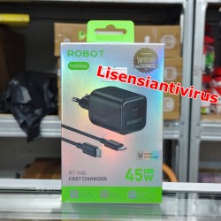 Charger HP ROBOT RT-X45 RTX45 Fashion Series Mini GaN Fast Charging 45W Include Kabel Charger TypeC to C 1m
